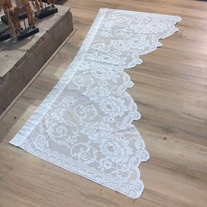 Vintage Lace Window Valance 70” wide x 32” long, max 5 ft window opening EUC